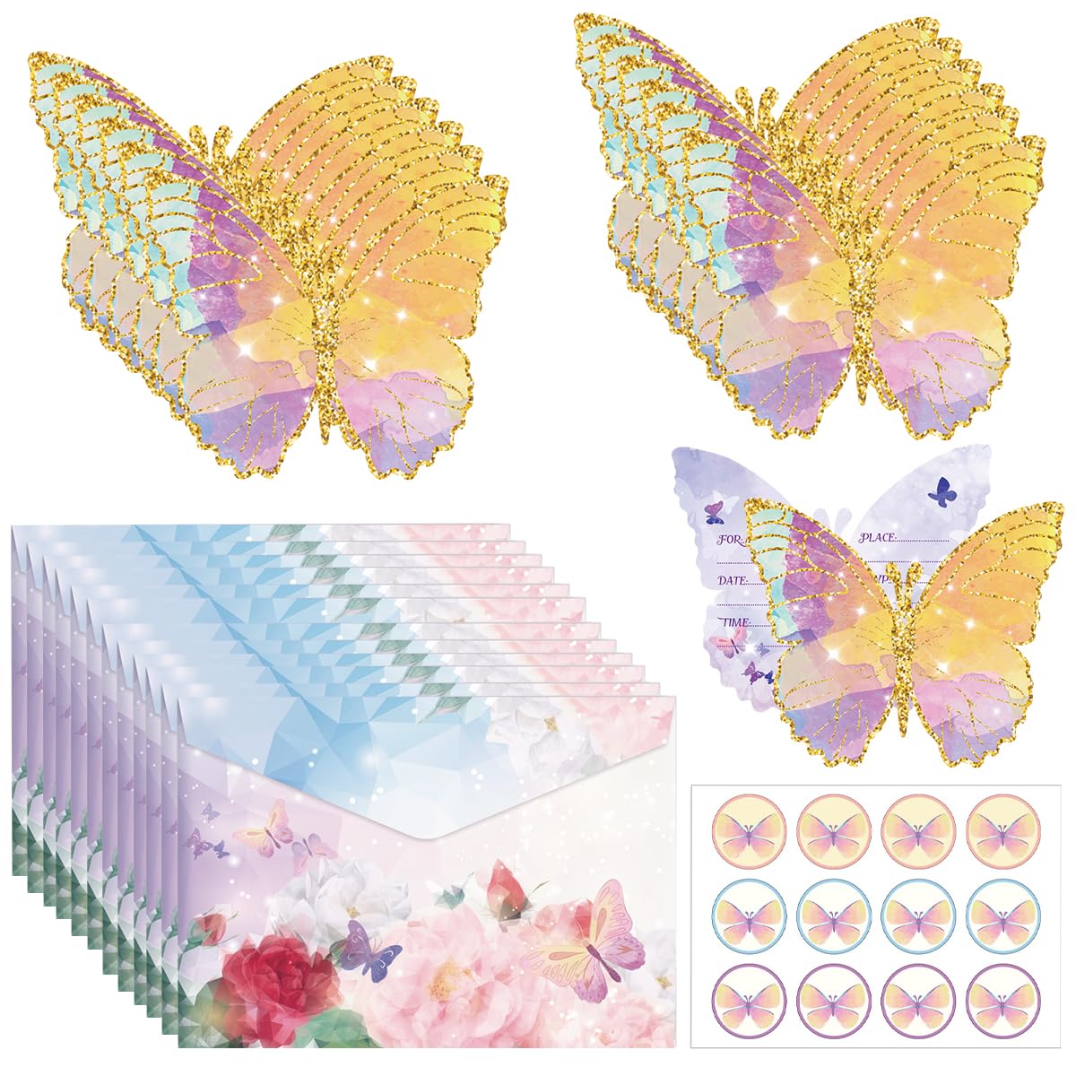 Climberty 12Pcs Butterfly Birthday Invitation Cards with 12 Envelopes & Stickers for Kids' Birthdays, Create Unforgettable Event Experiences, Perfect for Kids' Birthday, Baby Showers, and Weddings Climberty 12Pcs Butterfly Birthday Invitation Cards with 12 Envelopes & Stickers for Kids' Birthdays, Create Unforgettable Event Experiences, Perfect for Kids' Birthday, Baby Showers, and Weddings